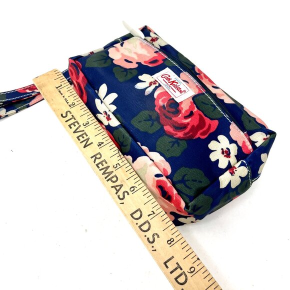 Rare ~ Cath Kidston London Wristlet Pouch Blue Floral - Picture 8 of 10